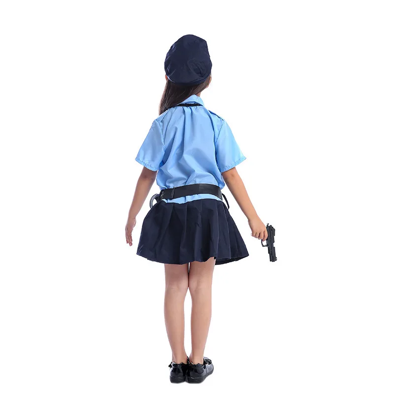 Костюм Полицейского полицейского на Хэллоуин для девочек; Детский костюм для ролевых игр; костюм полицейского; нарядное платье для вечеринки