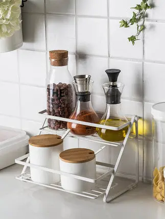 

Simple Kitchen Rack Double Corner Metal Spice Rack Toilet Turn Corner Rack