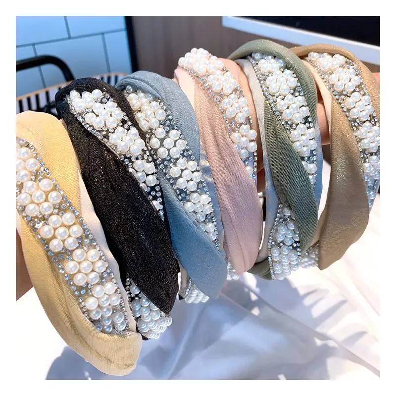 

pearl headband for women lace hairband summer fashion hair accessories korean hair hoop knot vintage hair band ladies headdress