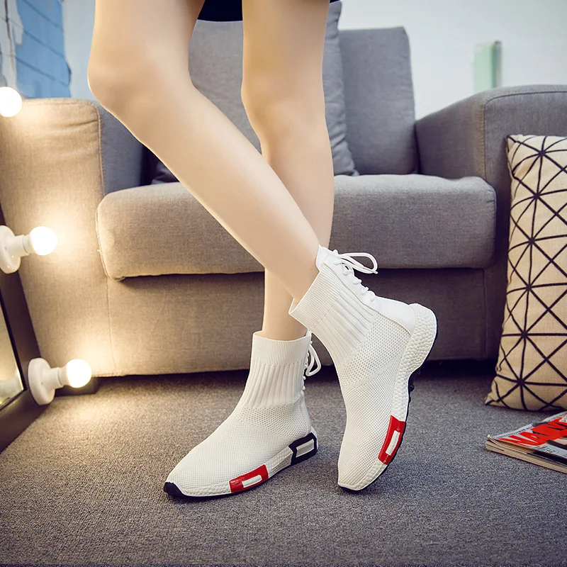 

Fashion Women Shoes High Top Female Casual Shoes Breathable Women Flat Sneakers