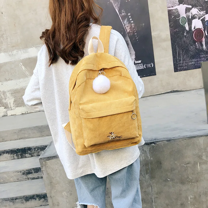 

Cute Corduroy Small Pink backpack women Preppy Style Soft Fabric Backpack Female Striped Backpack School bags for teenage girls