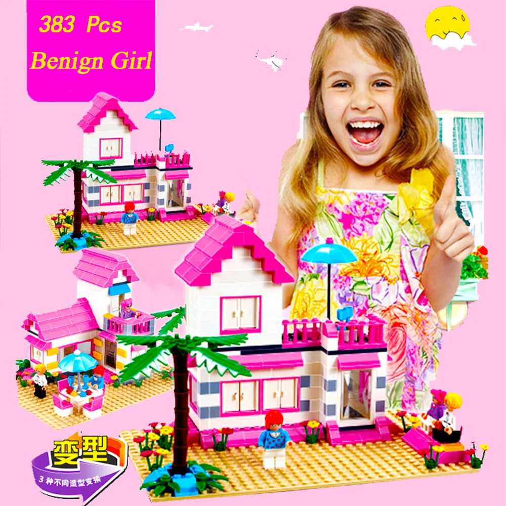 

383Pcs/Set Doll House Transforming House Toy Puzzle Assembling Building Blocks Girl Toys for Children