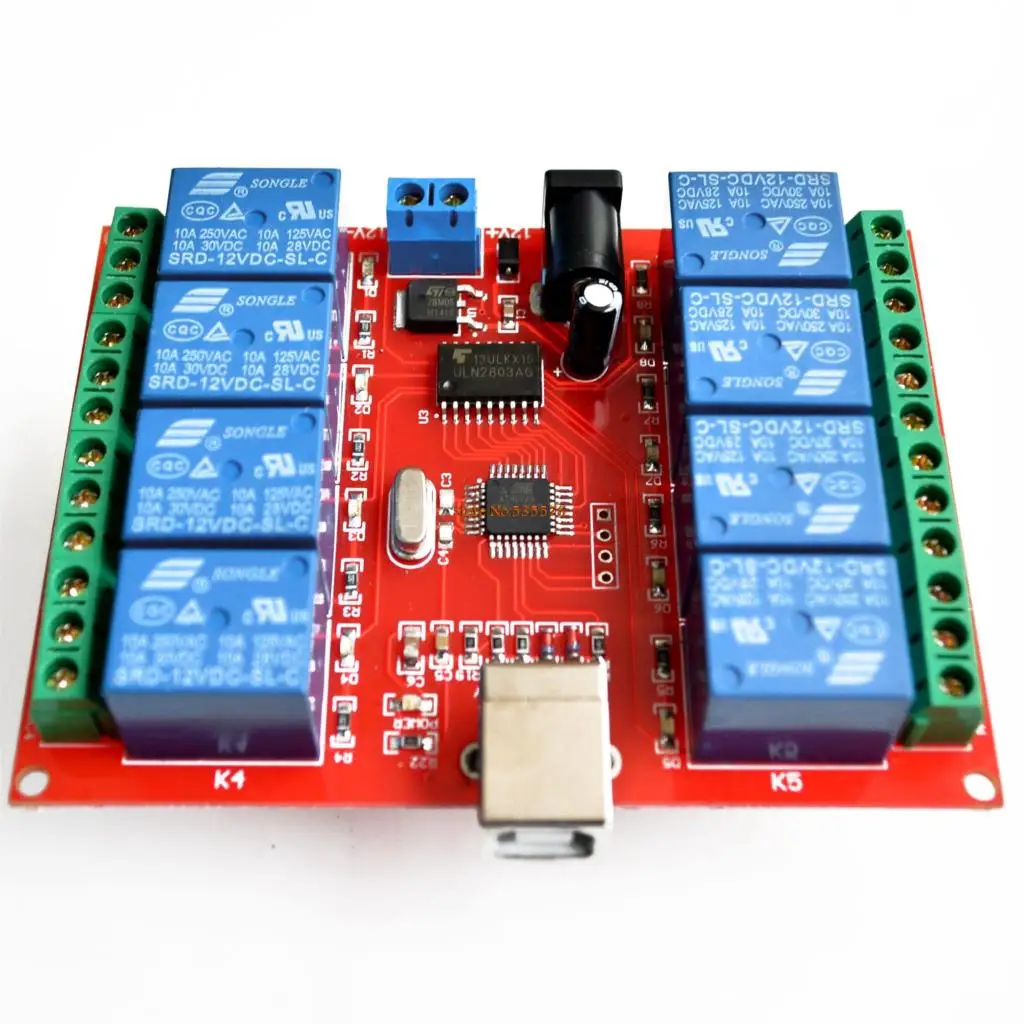 New 12v 8 Channel Relay Module Computer USB Control Switch PC Intelligent Controllerin Demo