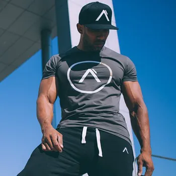 

Men Running Sport Cotton t shirt Gym Fitness Workout Training Short sleeve T-shirts Male Jogging Bodybuilding Tee Tops Clothing