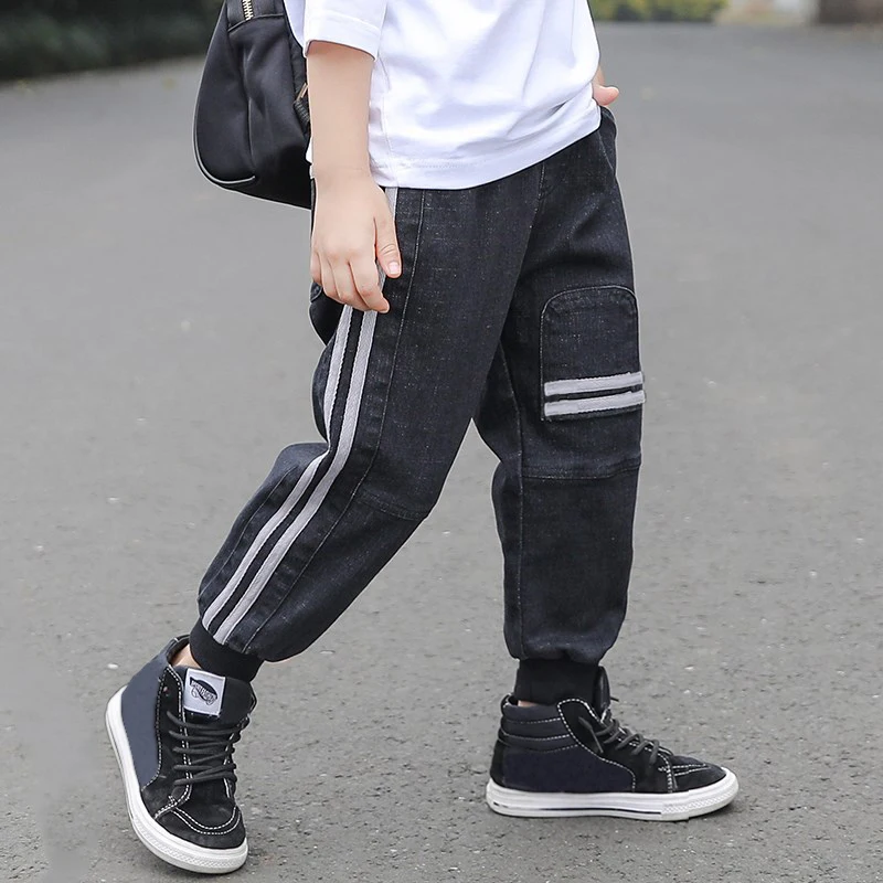  IENENS 5-10Y Autumn Boy's Casual Loose Jeans Trousers Denim Harem Pants Fashion Children Kids Baby 