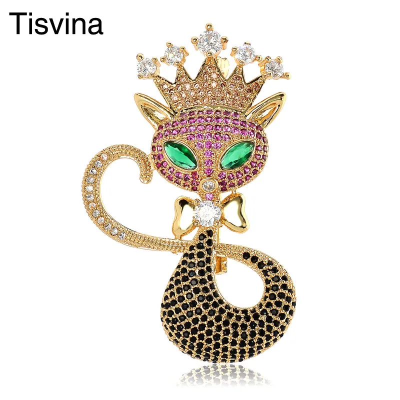 Tisvina Новое поступление броши для котенка кошки женщин роскошные винтажные