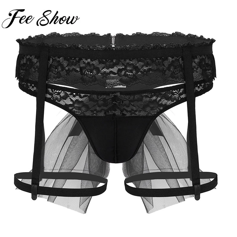 Sissy Mens Bikini G-string Thong Garters Lingerie Briefs Pouch Panties Underwear