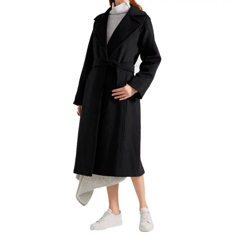 Herfst Winter Vrouwen Trech Zwarte Overjas Oversized Eenvoudige Klassieke Maxi Lange Jas Vrouwelijke Gewaad Bovenkleding manteau femme abrigos mujer