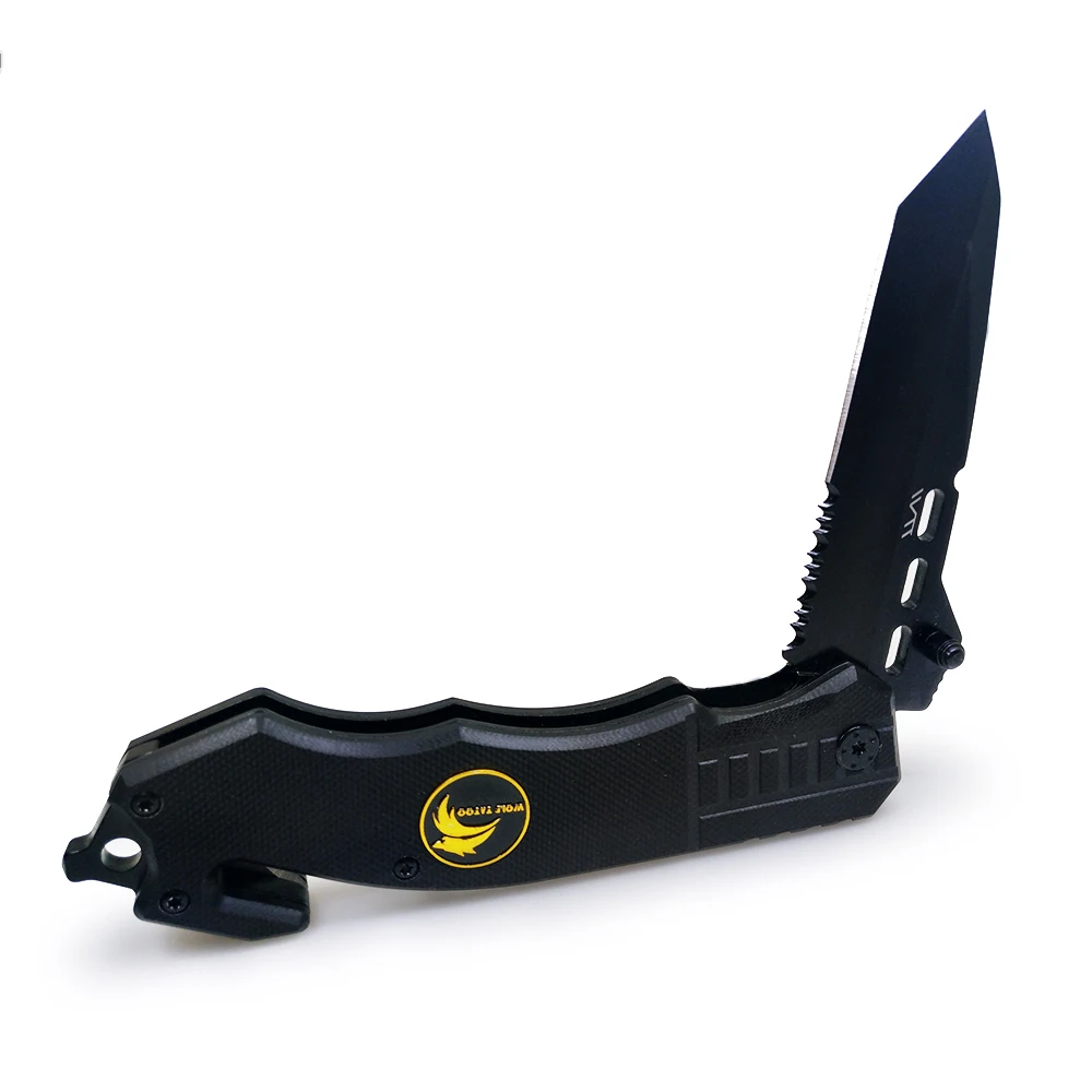 WTT 229 Tactical Folding Knife Survival Combat Hunting Pocket Knives Camping EDC Multi Tools Half Serrated Blade G10 Handle
