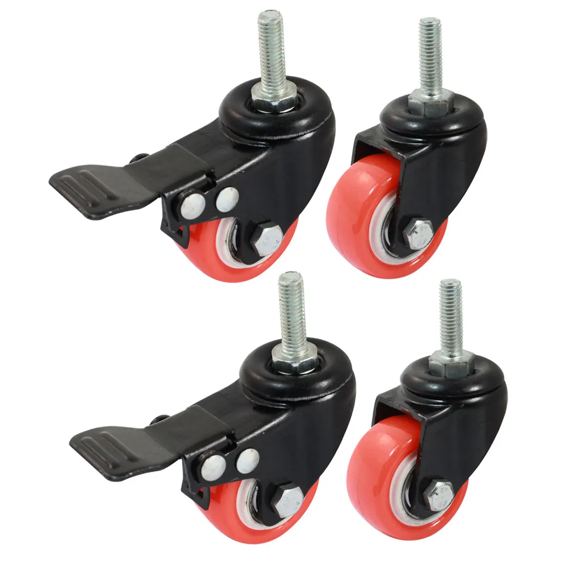 

Market Shopping Trolley Bakery Laundry Cart 8Mm Thread Dia 1.5" Rotary Round Brake Swivel Wheel Caster Orange Black 4 In