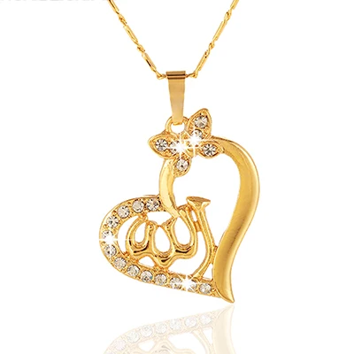 SONYA, арабское женское ожерелье в форме сердца, золотого цвета, Мусульманский Исламский Бог, Бог, подвеска, ювелирное изделие, подарок Рамадан, Bijoux Femme - Окраска металла: Gold