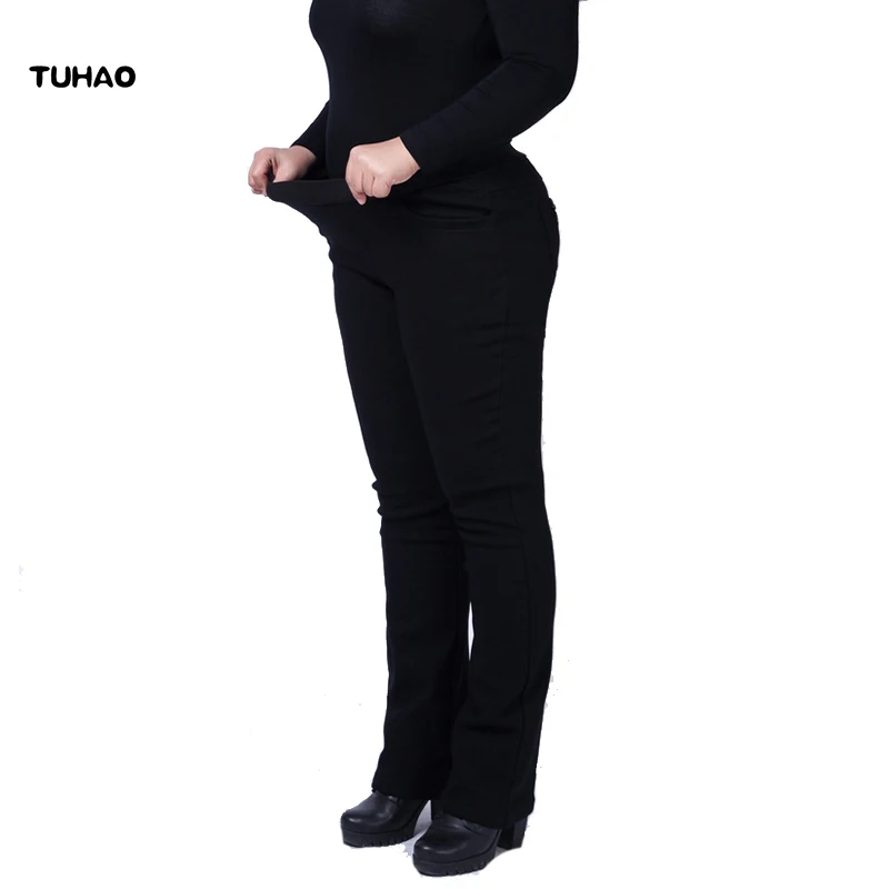 

TUHAO 2018 spring plus size 5xl 4xl 3xl Women's Pants High Waist Pants Black navy Female Elastic trousers Pant YH21