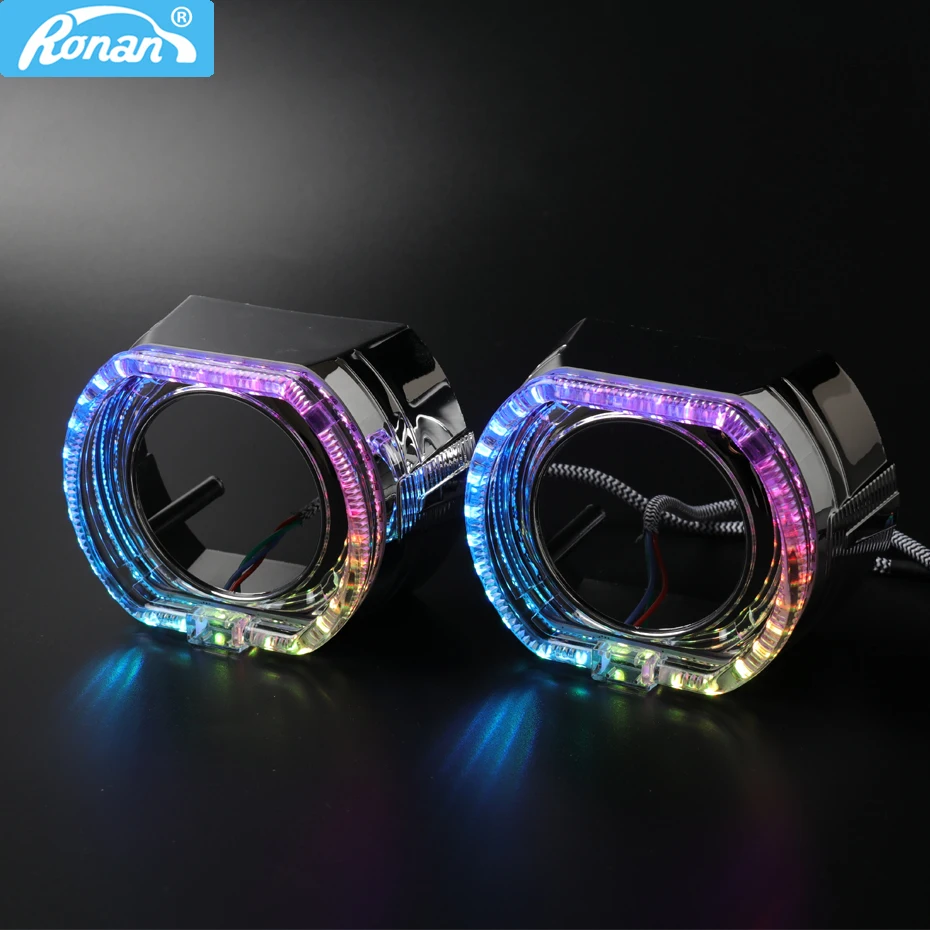 RONAN LED Integrated Shrouds WRGB Angel Eyes Masks DRL for 2.5 Inch MH1 Bi Xenon Lens Headlight for BM X5