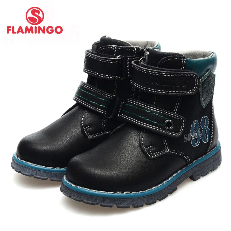 

FLAMINGO 100% Russian Famous Brand 2017 Autumn & Winner children Fashion Metal Decoration Round Toe Ankle Boot 52-XB136