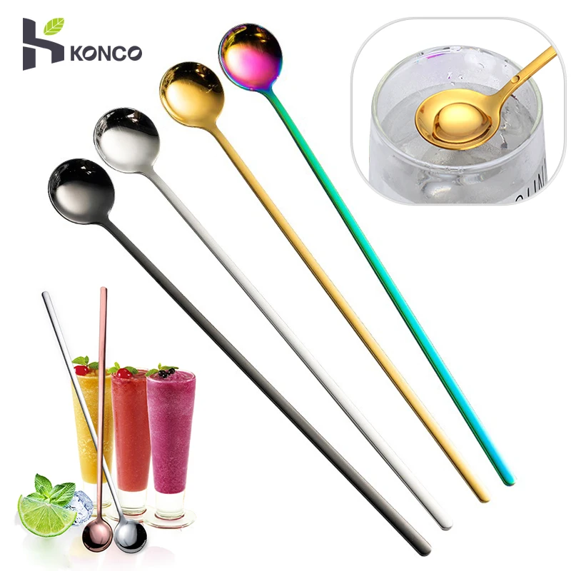 KONCO чайные ложки для льда кофейные смешивания мороженого из нержавеющей стали