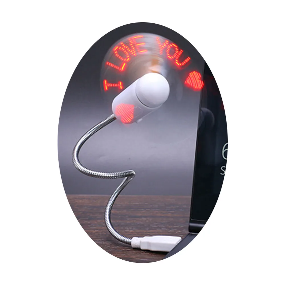Мини USB Охлаждающий вентилятор Гибкая настраиваемая форма креативный I Love You мигающий светодиодный дисплей в реальном времени для ноутбука уличная школа