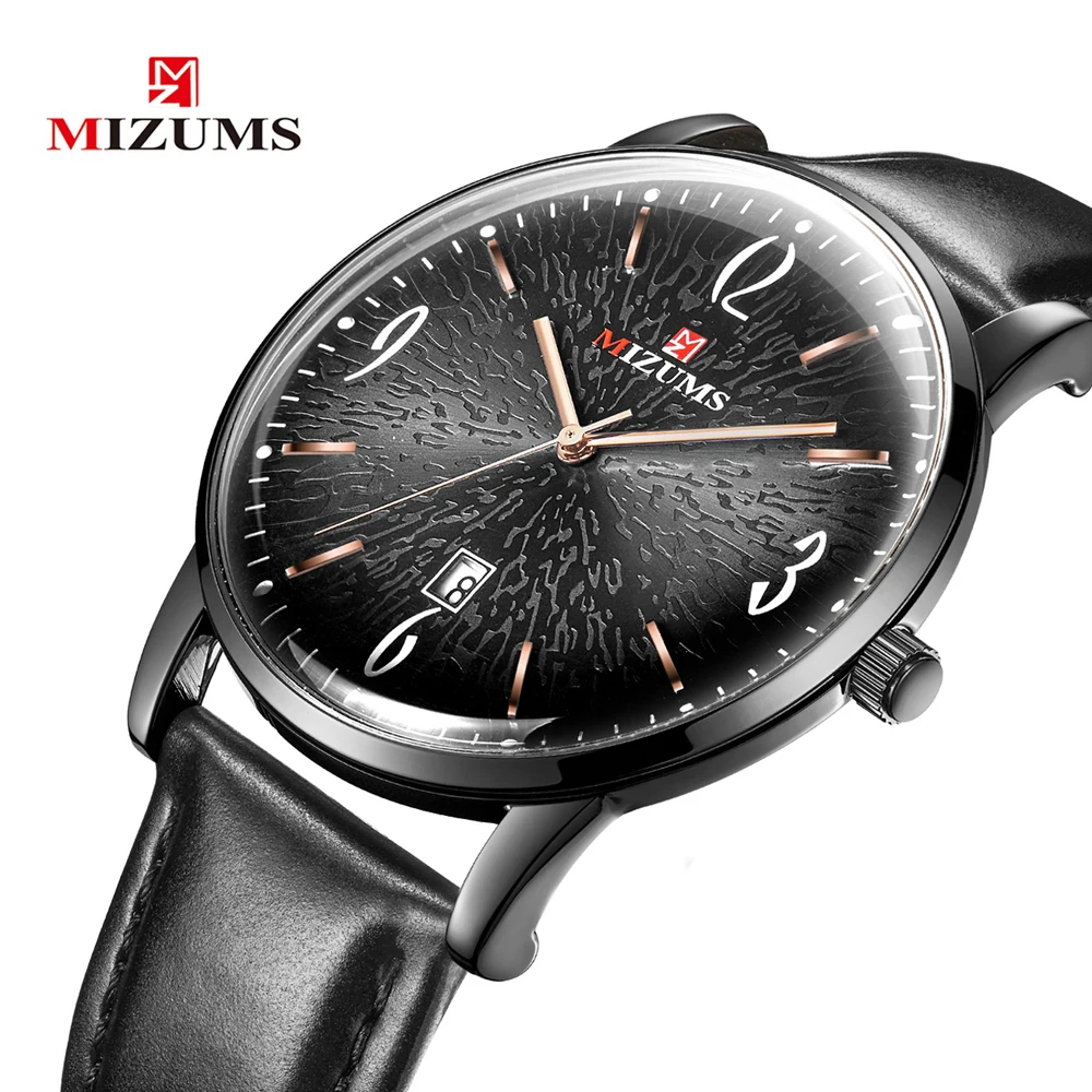 mizums Mens business Watches Top Brand Luxury soft leather Men Watch Waterproof Sport Watch Men Male Clock Man Wristwatch silver gold steel case creative design (7)