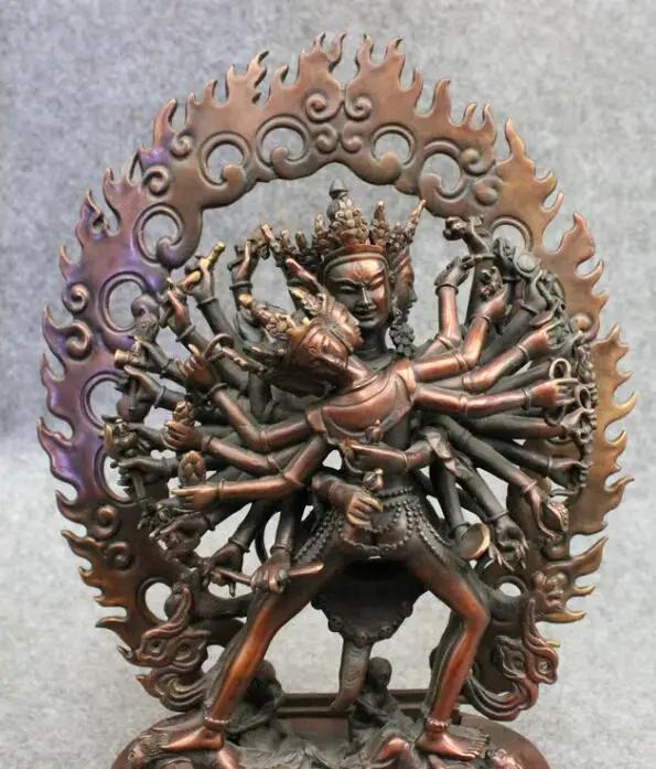 

S04090 12" Folk Tibet Temple Pure Bronze Kalacakra Kalachakra dus khor Buddha Statue (B0328)