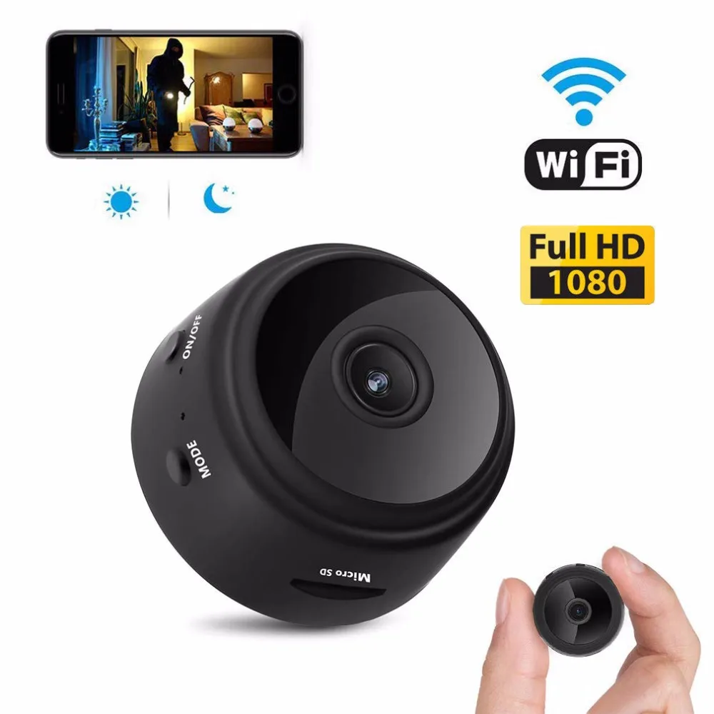 Мини камера Micro WIFI 1080P с приложением для смартфона и ночным видением IP домашняя