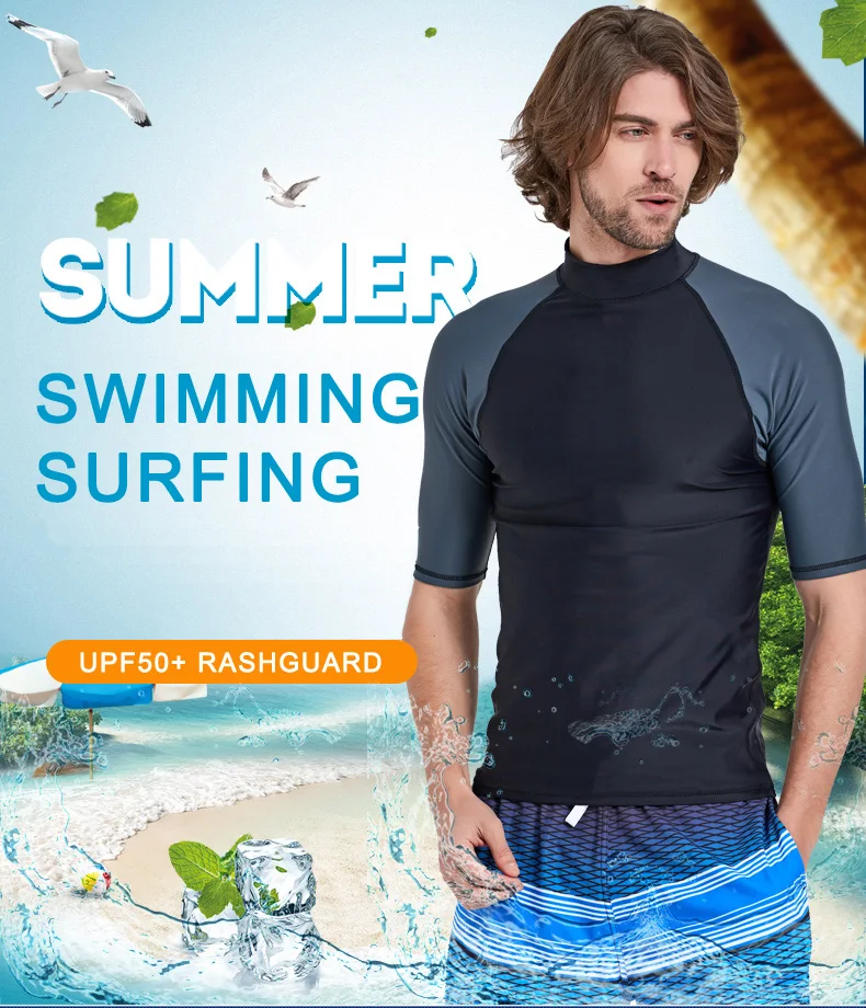 SBART мужской топ из лайкры с коротким рукавом для серфинга UPF50+ быстросохнущая одежда для серфинга, Мужская одежда для плавания, кайтсерфинга, виндсерфинга, футболка для дайвинга, плюс 4XL