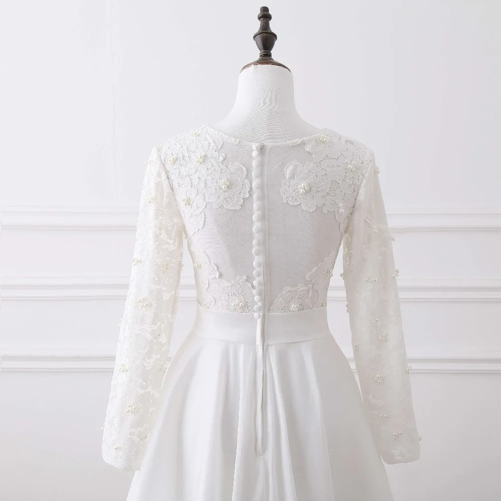 Ruthshen Vestidos De Novias Baratos 2018 Свадебные платья с длинными рукавами жемчугом цвета