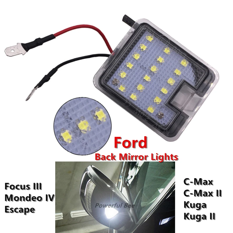 2 x LED automovite car rear view mirror lights CANBUS error free white door lamp for Focus Mondeo Kuga Escape C-Max | Автомобили и