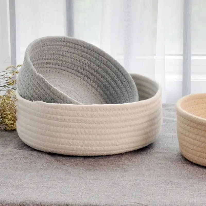 Round Small Hand Woven Basket Bedside Tabletop Snacks Debris Basket Storage Basket Key Cosmetics Coffee Table Storage Basket Storage Baskets Aliexpress