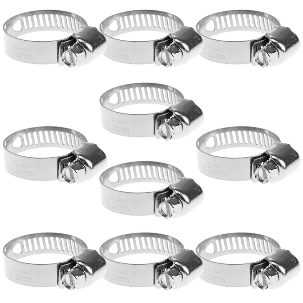 

10Pcs Stainless Steel Adjustable Drive Hose Clamp Fuel Line Worm Clip 3/4"-1"