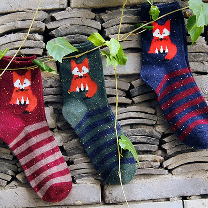 Новые толстые шерстяные Хлопковые женские теплые носки осень зима Harajuku Животные Сова олень брендовые милые носки милые забавные рождественские подарки