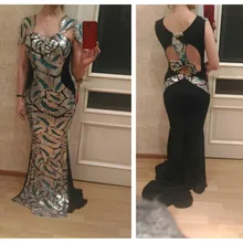 Dear lover Silver Sequin Embellishment Elegant Mermaid Party Dresses Women Formal Gown Robe Longue Femme Autumn 2017 LC60844