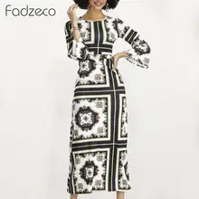 Fadzeco Women Dashiki African Dresses Elegant Flare Sleeve Crewneck National Tribal Print Long Maxi Dress Ethnic A-line Dress tribal print tassel dress