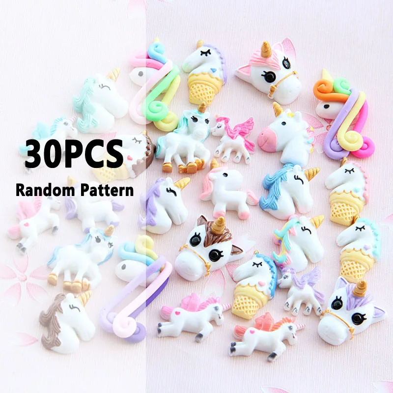 

TOFOCO 30Pcs Mini Diy Resin Unicorn Filler Clear Slime Accessories Supply For Kids Lizun Unicorn Doll Figure Model Toy Decor