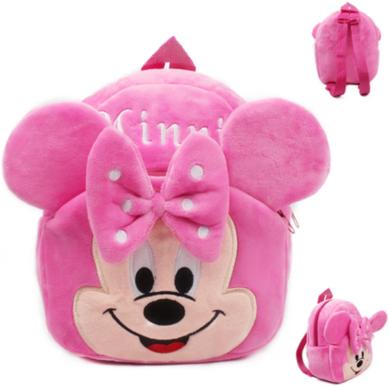 Детский плюшевый рюкзак с изображением Микки Мауса; милый плюшевый рюкзак с изображением Минни Маус; цвет розовый, красный; мягкая игрушка; школьная сумка для девочек; Подарочная игрушка - Цвет: Minnie