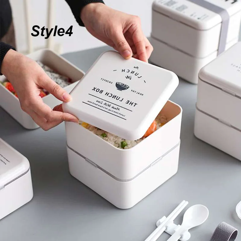 UNTIOR Bento Box Set 2 слоя Ланч-бокс с суповой кружкой двойной герметичный изолированный портативный контейнер для хранения пищи кухонная посуда - Цвет: Style4