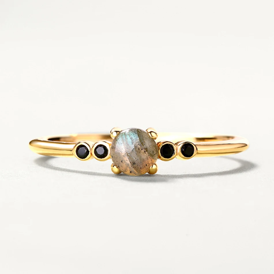 ALLNOEL кольца из стерлингового серебра 925 для Для женщин 100% натуральный лабрадорит, драгоценный камень 9 K золото Роскошные изысканное