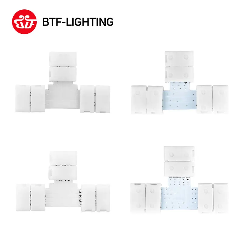 2pin/3pin/4pin/5pin T/L/X угловой разъем 8 мм/10 мм/12 мм Ширина Solderless разъем WS2811 WS2812b Светодиодные ленты без пайки - Испускаемый цвет: T shape Connector