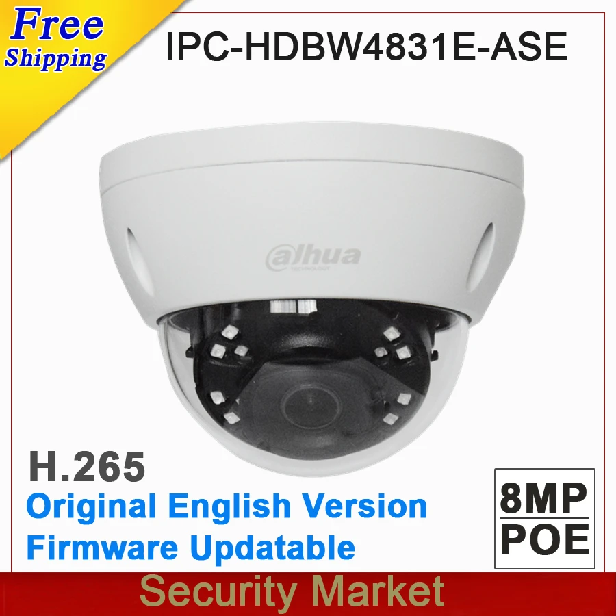 

Original dahua English version IPC-HDBW4831E-ASE 8MP POE IR mini dome network camera CCTV IP camera with IK10 IP67 Mic built in