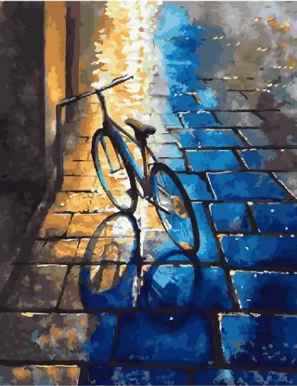 

Abandoned bike Landscape DIY Digital Oil Painting By Numbers Europe Abstract Canvas Painting For Living Room Wall Art