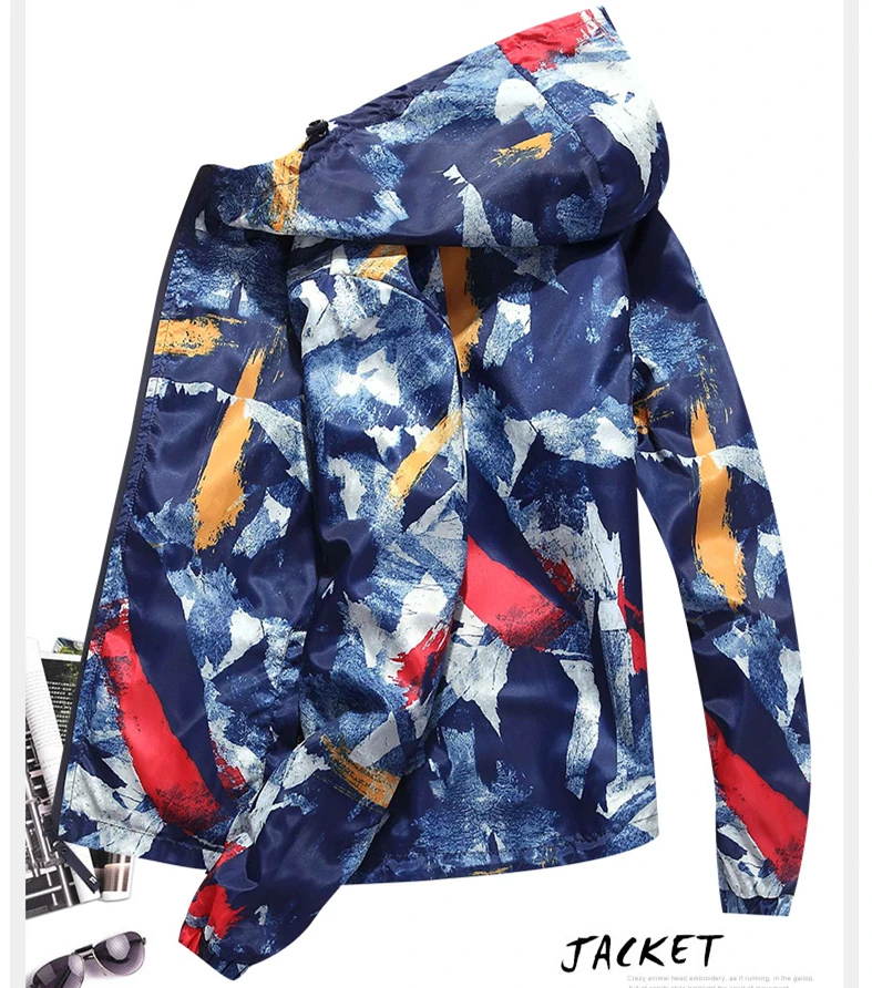 

Jacket Coats Plus Size M-4XL Causal Hooded Camouflage Jacket Thin Windbreaker Outwear Spring Autumn Bomber Jackets Men