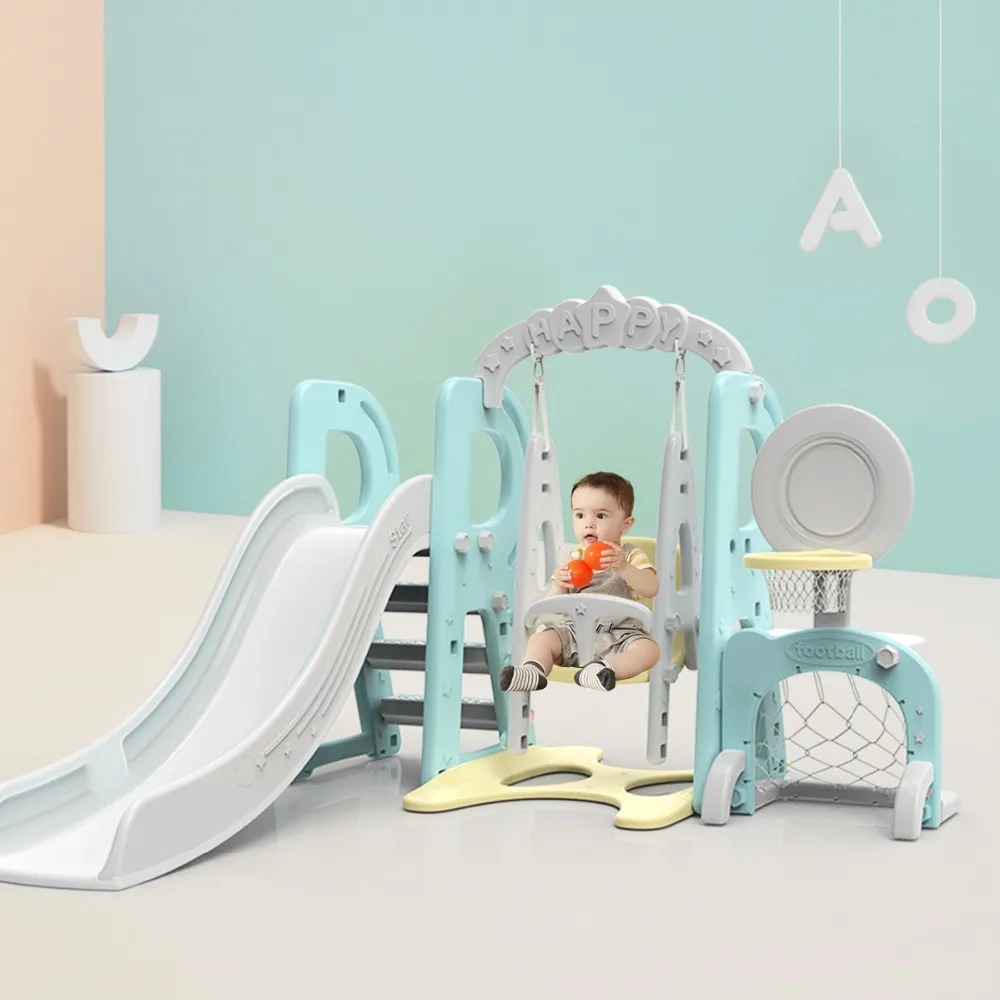 

Baby Game Swing Slide Multifunction Combination Indoor Cartoon Swings Children Fun Play Device Set Kids Basketball rocking chair