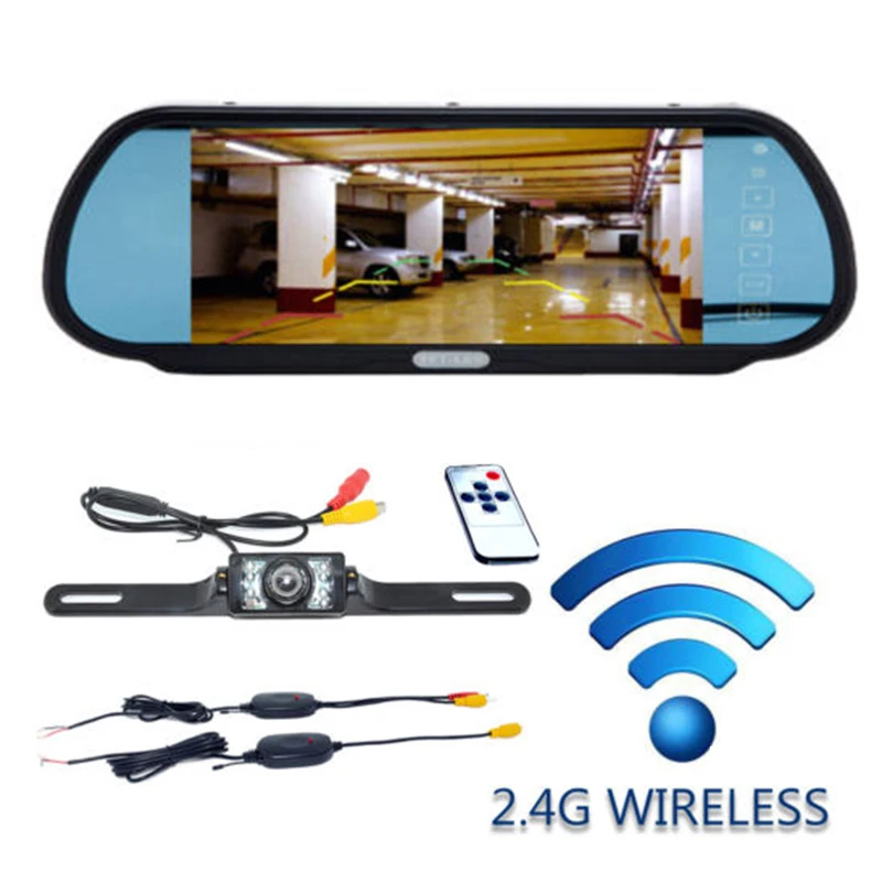 

DC 12V 7" LCD Screen Car Rear View Backup Mirror Monitor With remote control + IR Reverse Wireless Camera Kit