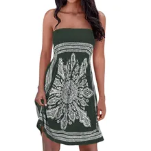 Для женщин без бретелек цветочный богемный Повседневное мини пляжное платье сокрытия платье все для пляжа salida де ba o mujeres playa