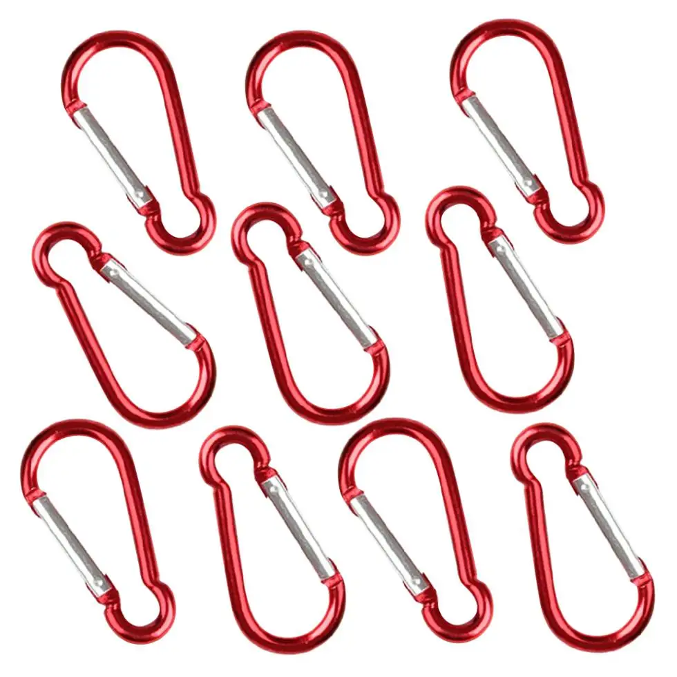 

10 Red S Carabiner Camp Spring Snap Clip Hook Keychain Keyring