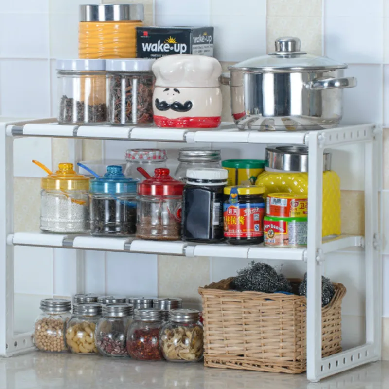 

Sink floor multi-layer telescopic multi-function pot rack kitchen drain storage rack