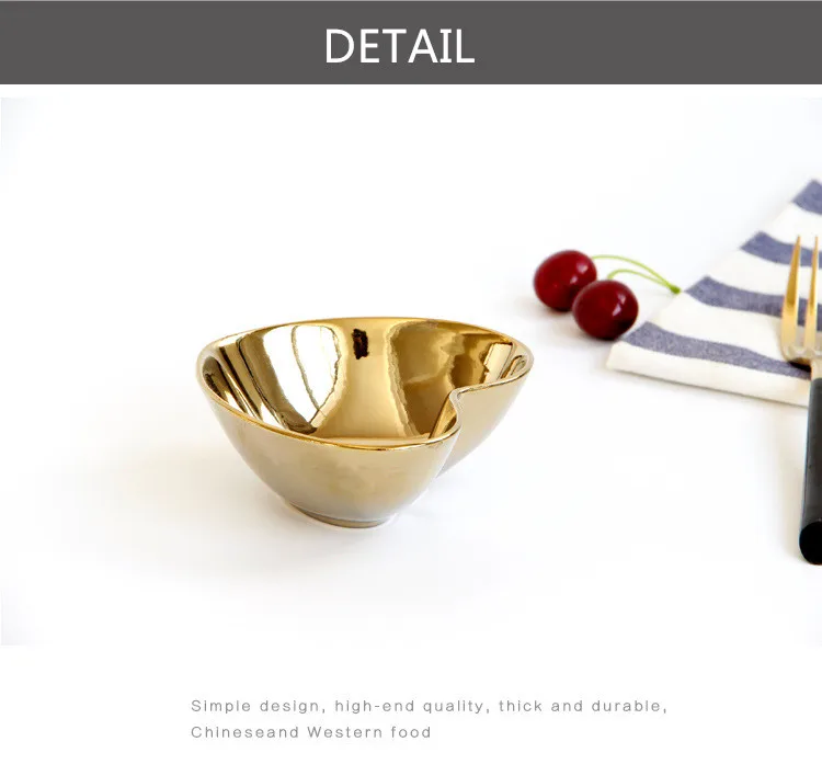 Креативная керамическая в форме сердца тарелка чаша неправильное гальваническое покрытие Золотой фарфор столовая посуда романтические тарелки для завтрака тарелки для закуски тарелка
