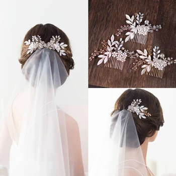 

Hot Sale Silver Color Rose Gold Tiara Hair Combs Crystal Flowers Women Hair Jewelry For Wedding Bridal Hair Accessories Dropship