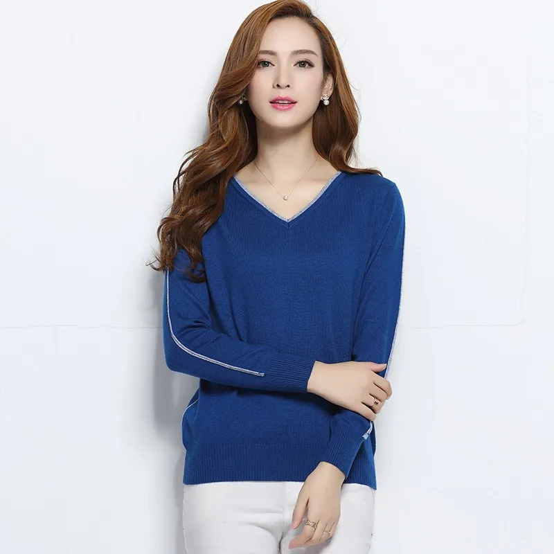 NEW autumn winter women's knitted Cashmere Sweater pullover V-neck Sweaters female fashion wild Wool sweater Slim14 color NEW autumn winter women's knitted Cashmere Sweater pullover V-neck Sweaters female fashion wild Wool sweater Slim14 color