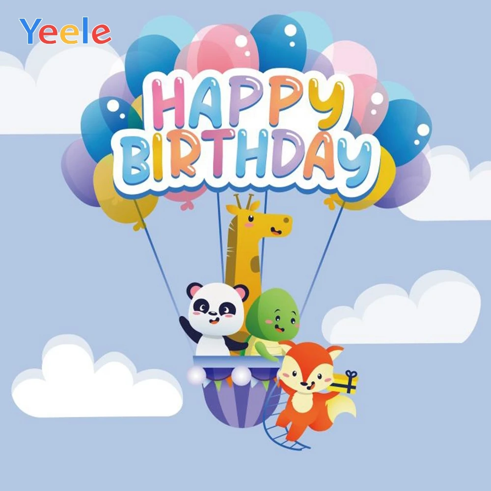 

Yeele Vinyl Colored Balloons Animals Children Birthday Party Photography Background Baby Photographic Backdrop For Photo Studio