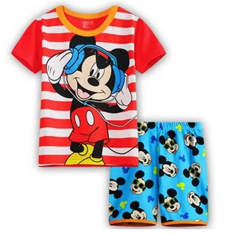 В розницу! Летняя одежда для сна для малышей, костюмы, пижамы для мальчиков, детские пижамы, пижамы с короткими рукавами и рисунком для девочек - Цвет: at the pictures