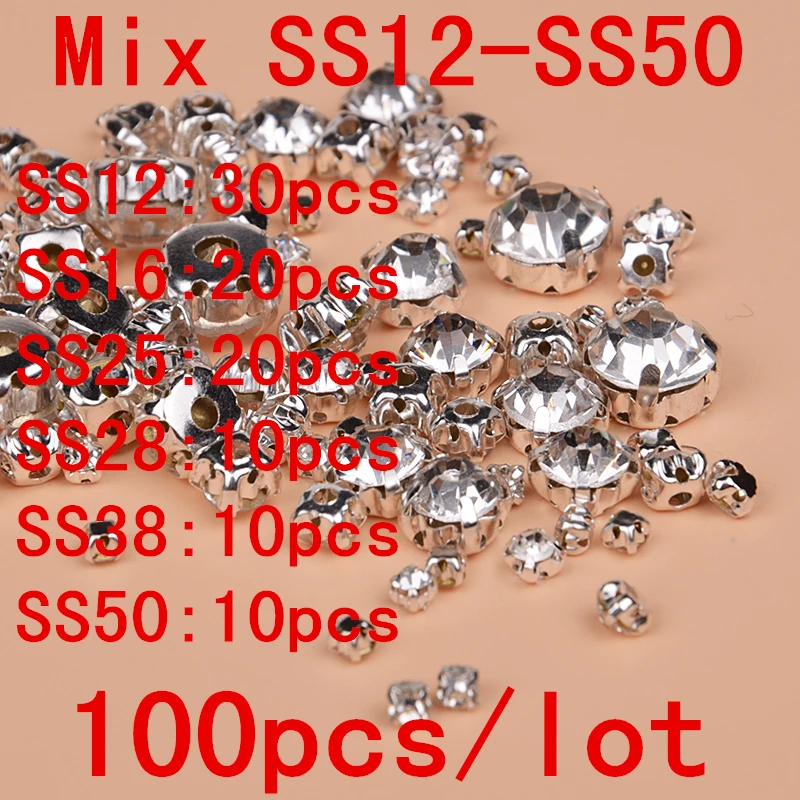 Strass à Coudre Avec Griffes Métalliques - 260 Pièces En Verre Brillant Pour Décorer Vêtements, Sacs, Bijoux DIY